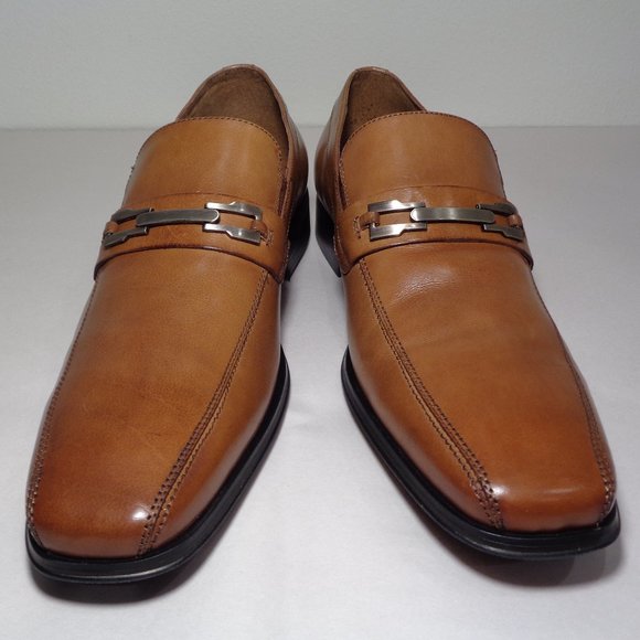 Steve Madden Size 9.5 M SHHARP Tan Leather Slip On Loafers New Men\'s Shoes